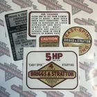 Briggs & Stratton Vintage Mini Bike Easy Spin 1964-77 Tiller 5hp decal set 5