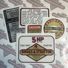 Briggs Stratton Vintage Mini Bike Easy Spin 1964-77 Tiller 5hp Decal Set 5