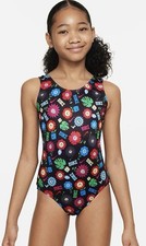 NEW Nike Swim Big Kids U-Back One-Piece Swimsuit NESSE725  001 Garden Party Sz L