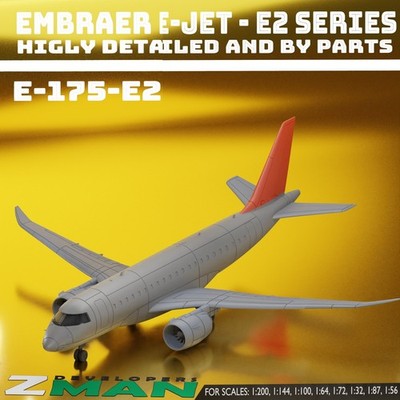 3d printed Embraer E-175-E2 (4 IN 1) V8 plane aircraft jet fighter
