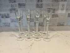 8 Tall Cut Glass Air Twist Stem Cordial Shot Glasses Vintage Great For New Years