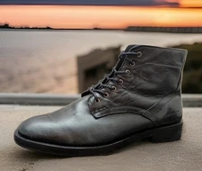 Mark Nason Eastwood Ankle Boots Sz 10 Used Black Leather Side Zip 66970 BLK