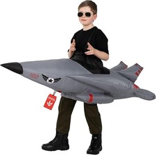Kids Inflatable Fighter Jet Costume Boys Girls Blow Up Aeroplane Halloween