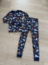 Hanna Andersson Kids Christmas Dog Pajama Set US 10 Organic Cotton Navy Unisex