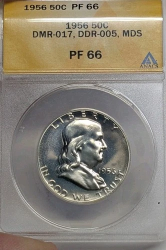 1956 Franklin Silver Half Dollar Proof ANACS PR66 DDR-005, DMR-017, MDS