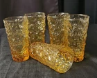 Vintage Anchor Hocking Lido Milano Tumbler in Honey Gold Set of Five