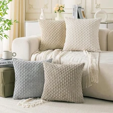 Set of 4 Neutral Decorative Throw Pillow 18" x (Pack 4),