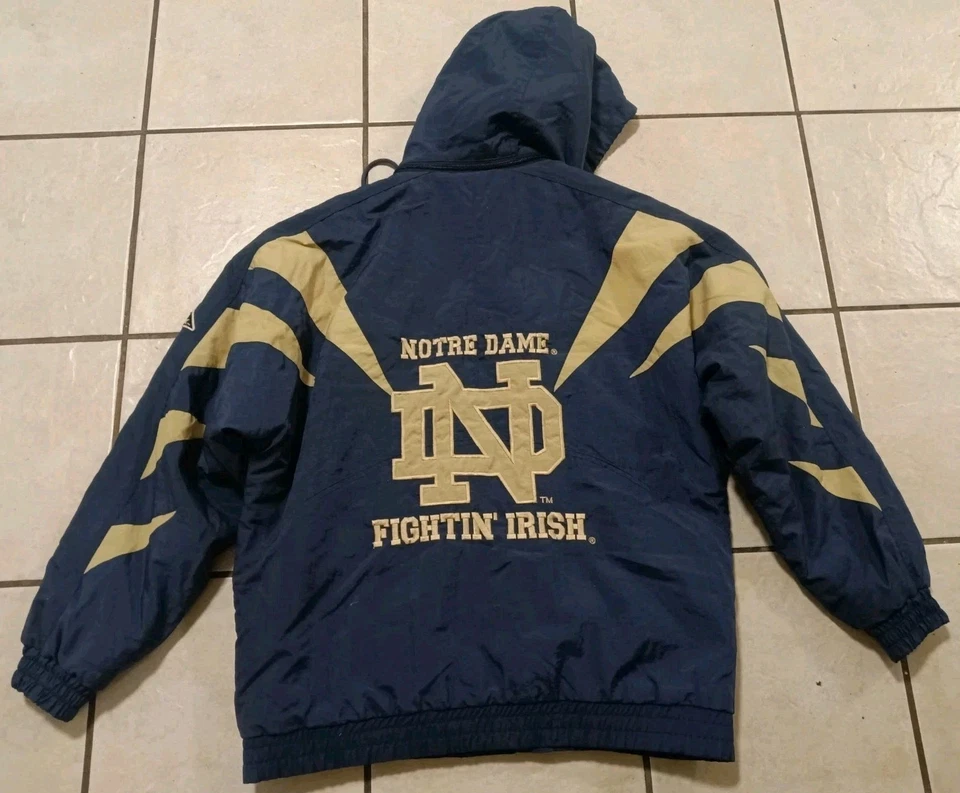 M -Vintage Apex One Notre Dame Puffer Jacket Fighting Irish Hooded Pullover Mens - Image 4 of 4