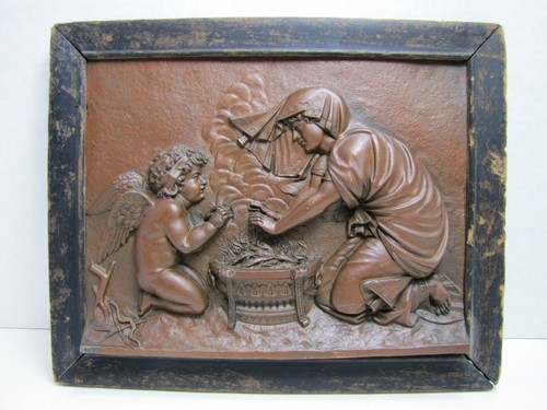 FORNI CUPID & PSYCHE Antique Decorative Arts High Relief Plaque Cherub Ornate - Picture 2 of 12