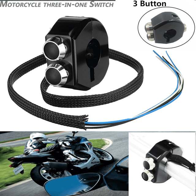 25mm/1" CNC Motorcycle Handlebar Switch Self Latch & Momentary 3 Push