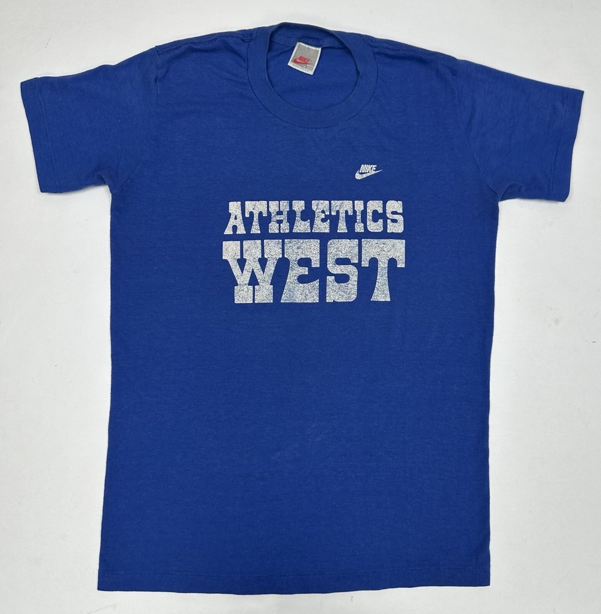70s~80s sports wear kenturky州 フットボールTシャツ Vintage Nike Athletics West Running Tee 80s S/M Fit 19x26