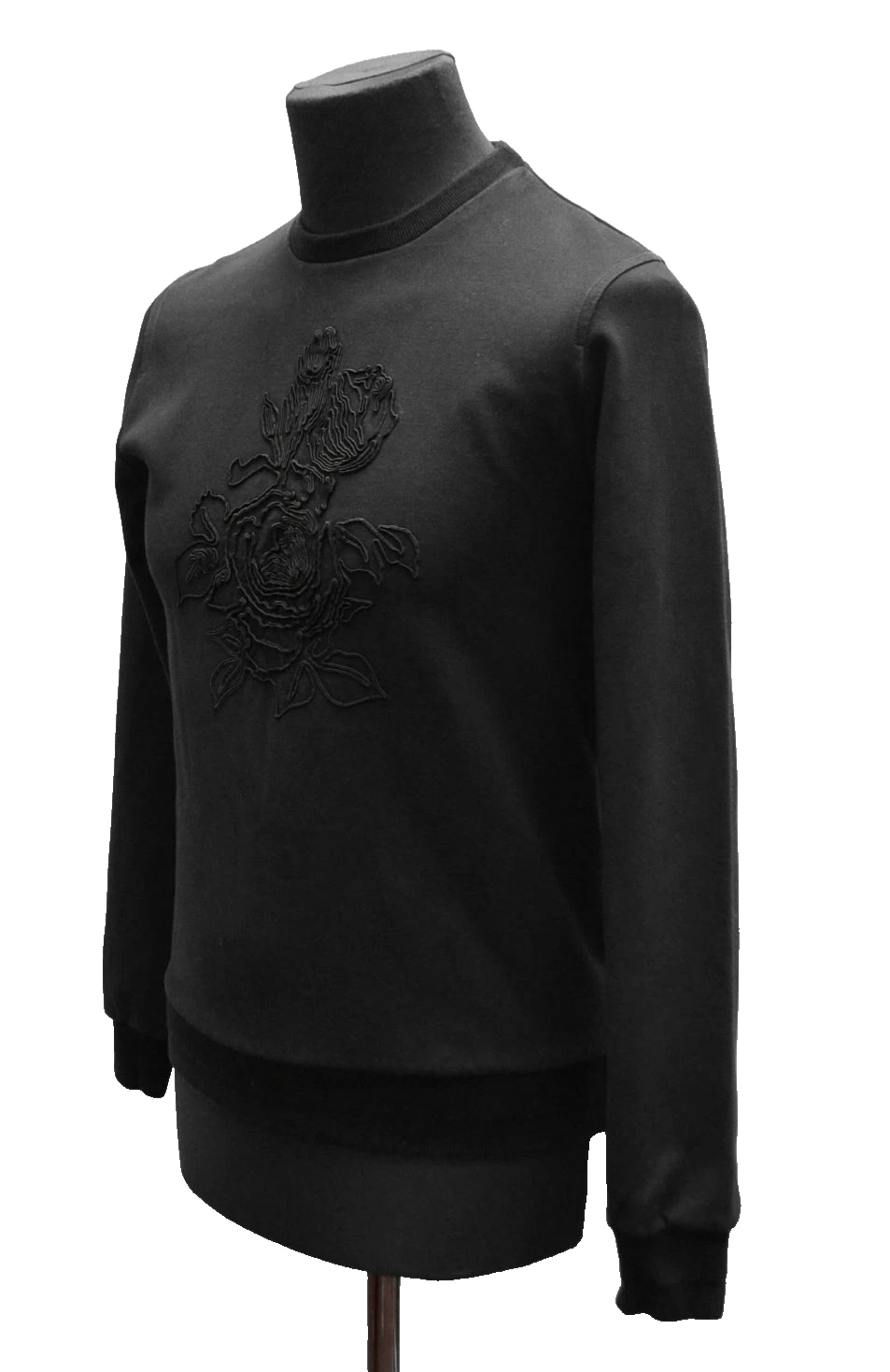 Felpa elastica C0 CHRISTIAN DIOR nera ricamata floreale taglia XXS