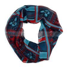 Western Geometric Shape Print Blue Circle Loop Infinity Scarf Spring Summer