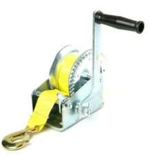 2000 lbs Hand Winch Nylon Strap Crank Gear Winch Marine Boat Trailer Tow H-D
