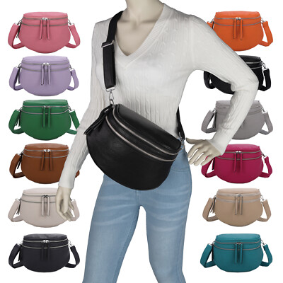 Bauchtasche Umhängetasche Crossbody-Bag Damen Tasche Kunstleder Italy-Design