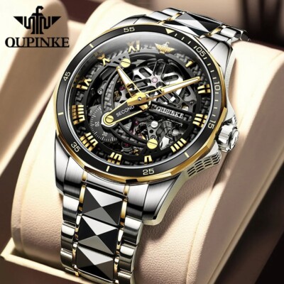 Automatic Waterproof Mechanical Watch Men's Luxury Skeleton Steel Men Strap