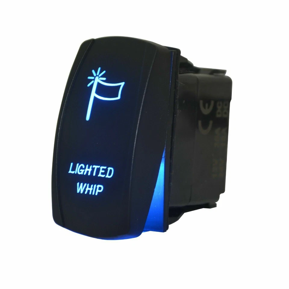 Interruptor basculante láser MICTUNING 5 PINES encendido-apagado botón látigo iluminado LED 20A 12V azul Foto 4 de 4