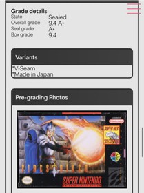 9.4 A+ Firestriker PSA Super NES Nintendo SNES WATA GRADED CGC VGA New Sealed