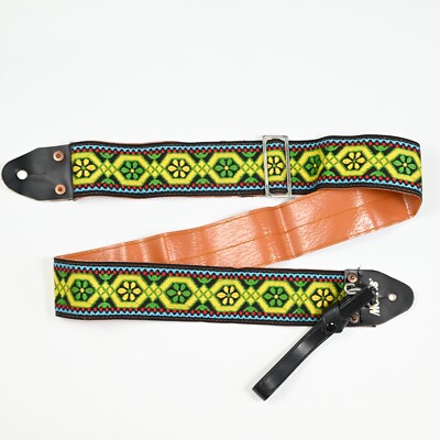 Morris Vintage Embroidered Hippie Guitar Strap, Metal Buckle, 1970s Japan
