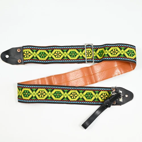 Morris Vintage Embroidered Hippie Guitar Strap, Metal Buckle, 1970s Japan