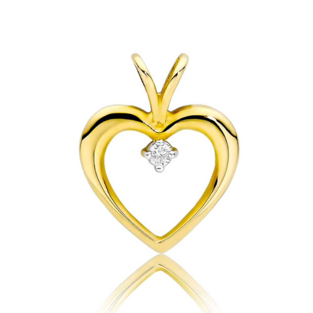 Pendentif Or Jaune 14k Zircone Coeur O14 5 Mm 607513 main image 0