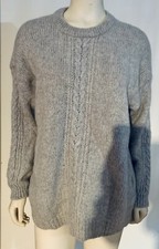 Vintage Italian 100 Wool Gray Cable Knit Sweater Pullover Jumper Fisherman XL