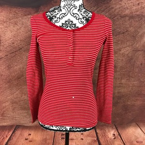 J Crew Womens Red Striped White Long Sleeve Shirt Size Xxs Ebay