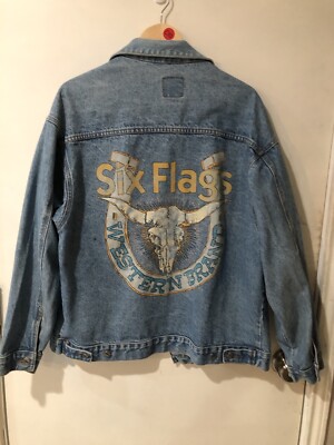 Vintage SIX FLAGS Western Brand Denim Jacket Size XL