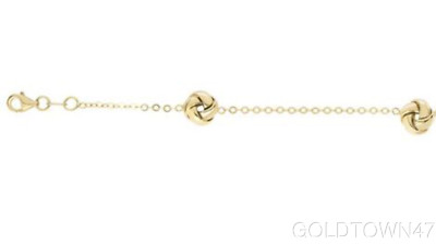 Ausgefallenes Gliederarmband 14kt Gelbgold glänzend 3 Liebesknoten am Piatto-Typ
