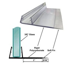 Shower Door U-Channel 90 degree Vinyl Fin Seal for 5/16" and 3/8" Glass - 73"
