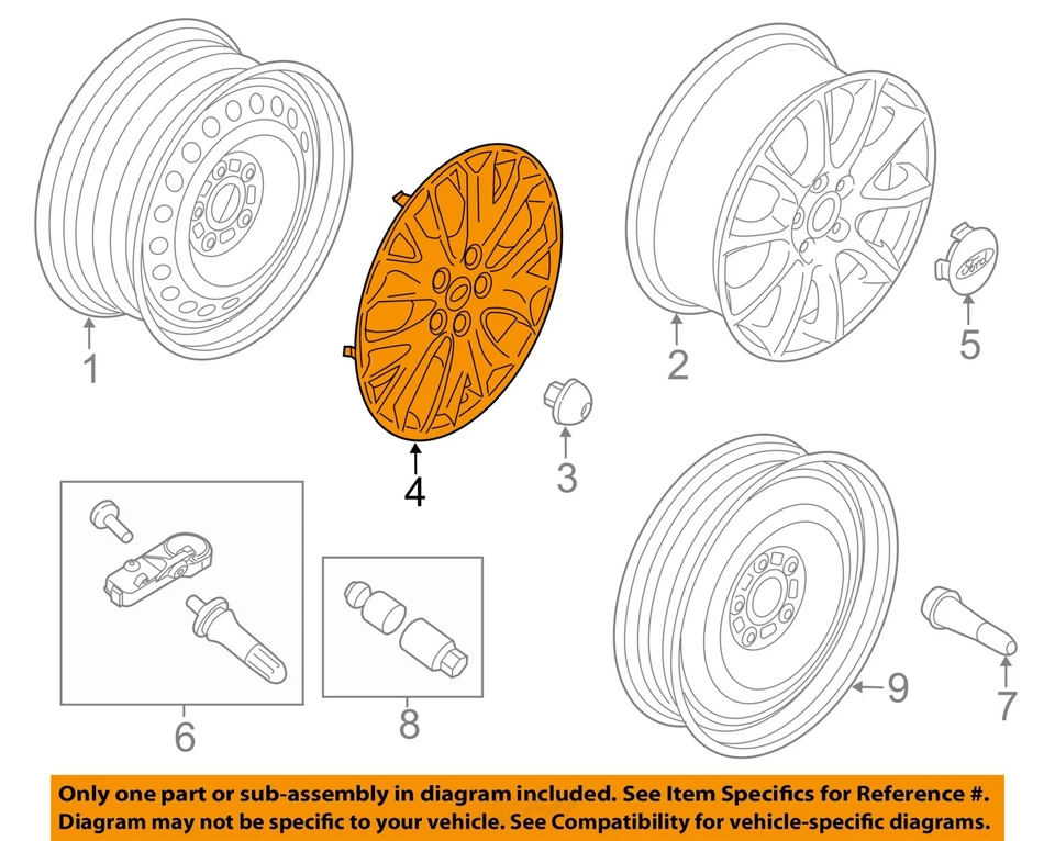 Cubierta de rueda usada se adapta a: Ford Fusion 2014 16`` 10 radios 5 radios V grado C Foto 3 de 4
