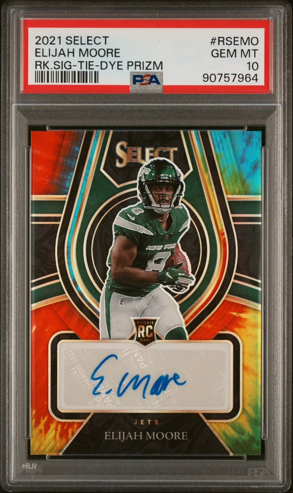 Elijah Moore Panini Select Rookie Signatures #RSEMO Tie-Dye