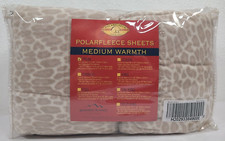 NOS Berkshire Blanket Polarfleece Twin Sheet Set Mocha Leopard