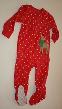 NEW Carter's Girls Fleece 1 Piece Red Deer PJs NWT 12m 18m 24m Pajamas