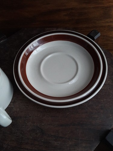 Vintage Estate Hand Painted Stoneware Hearthside Japan Tea Cup with Plate - Picture 17 of 24