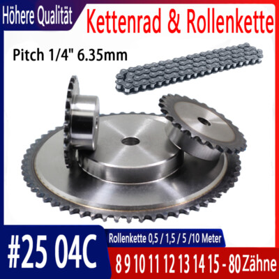 04C 8-80 Zähne Kettenrad mit Nabe Kettenräder C45 Stahl Pitch 1/4'' 6.35mm Ritzel