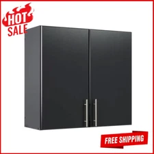 Pantry Wall Cabinets W/ 1 Shelf Metal Handles Kitchen Dining Furniture Black New