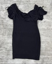 Jackie Jon New York Dress Womens 16 Black Short Sleeveless Ruffled Classic
