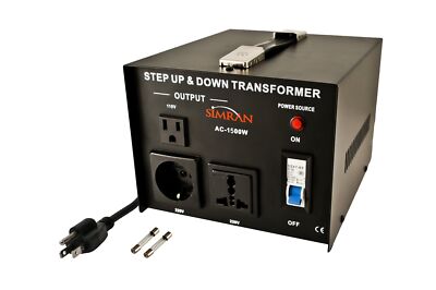 Simran AC-1500 Voltage Power Converter Step up Down Transformer 110 Volt 220 ...