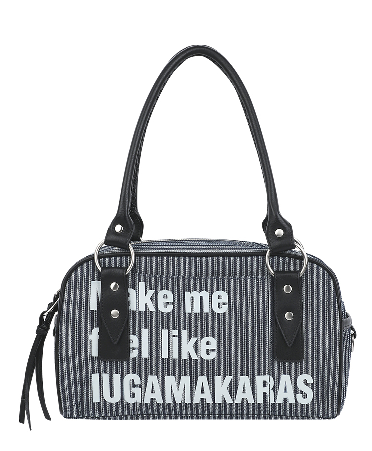 IUGAMAKARAS IUGA Bowling Bag Striped Typography Shoulder Tote