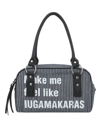 IUGAMAKARAS IUGA Bowling Bag Striped Typography Shoulder Tote