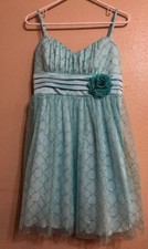 By&By Jrs 13 Aqua Mint formal short dress Spaghetti Strap Prom Bridesmaid Pagent