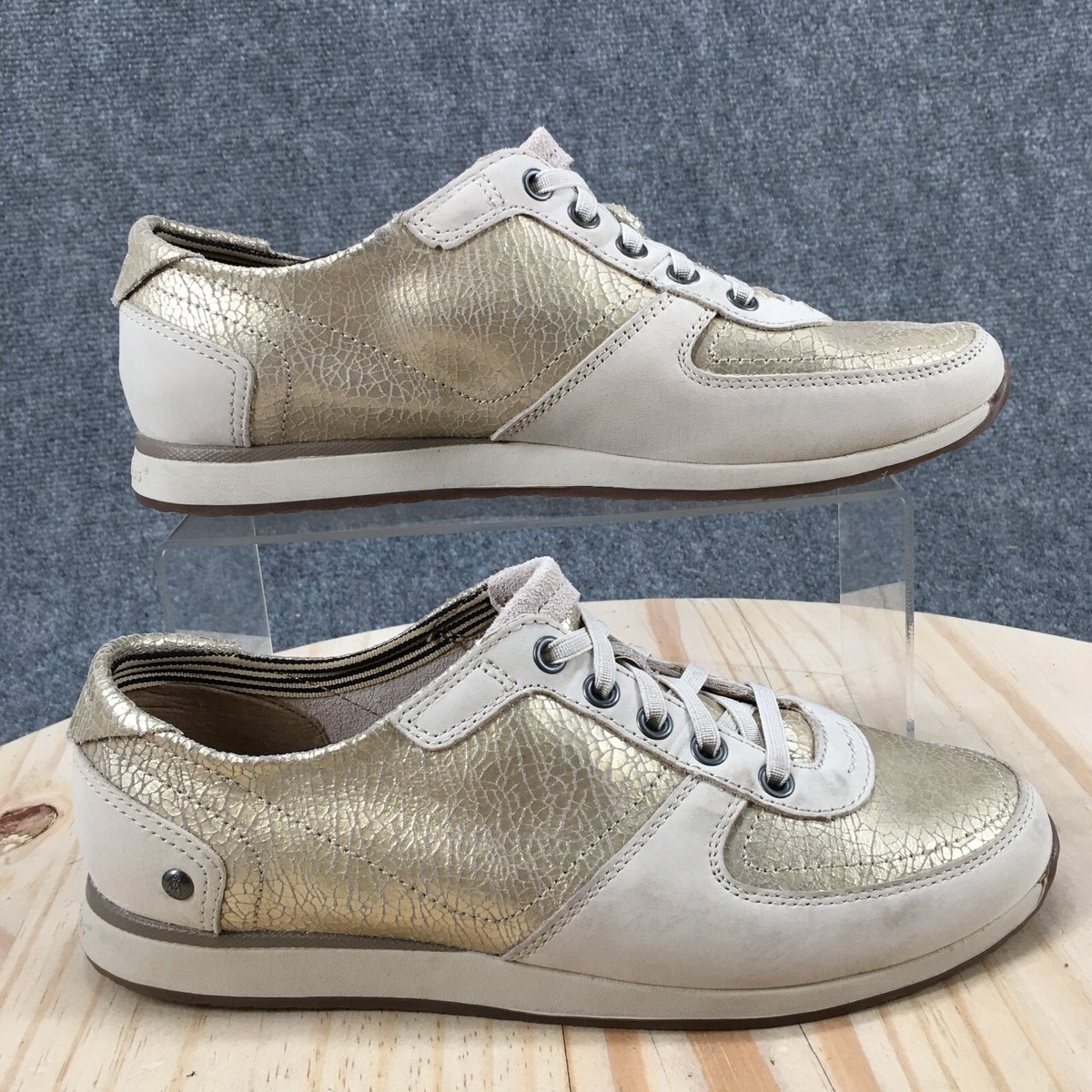 Hush Puppies Shoes Womens Chazy Sneakers Gold Lace Up Comfort