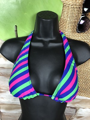 String bikini Swimsuit Top small Padded reversible stripes & animal print