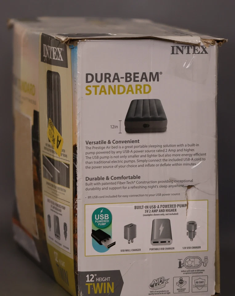 Intex Dura-Beam Prestige 12 -- Colchón de aire doble con bomba eléctrica USB incorporada Foto 2 de 4