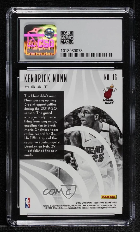 2019-20 Panini Illusions Rookie Vision Kendrick Nunn #16 CSG 10 Pristine RC - Image 2 of 2