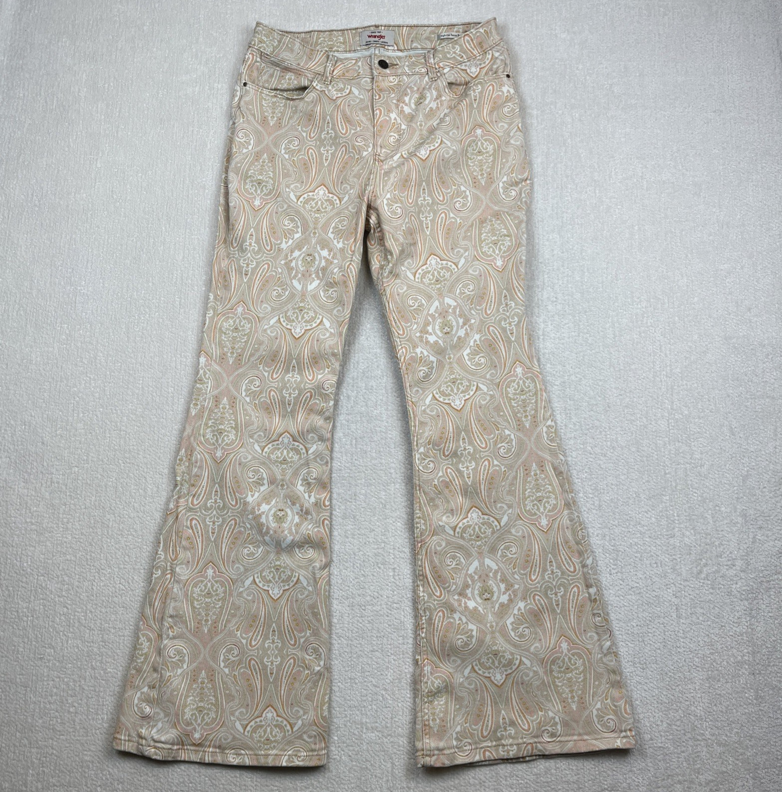 Wrangler High Rise Fierce Flare Paisley Jeans Women's 12 (31x31) Boho-Chic Retro