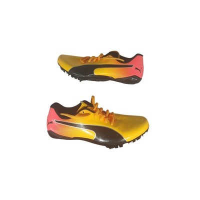 Puma Track Spikes Yellow Pink Black Orange Laces Sprint Racing Shoes US 6 EUR 38