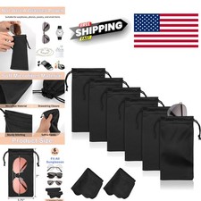 Elegant Black Microfiber Sunglasses Storage Bags Set of 6 with Cleaning Cloths