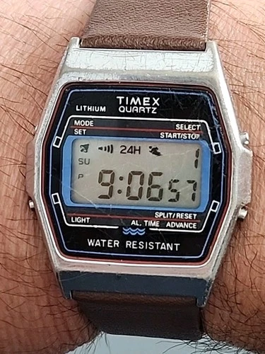 Men's Vintage Timex Alarm Chronograph Watch! New Battery! Clean Leather Band!